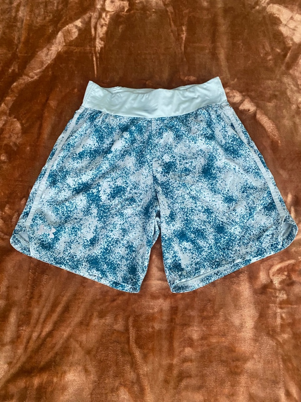 Unisex Under Armour Light Blue and Teal Speckled Athletic Shorts
